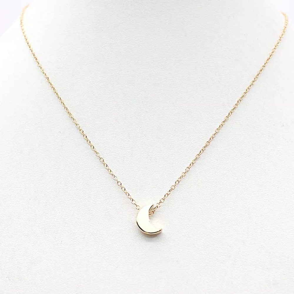 Silver & Gold Moon Pendant Necklace